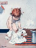 A Little Girl Getting Dressed into a One-Piece Dress-Inez Topham-Laminated Art Print