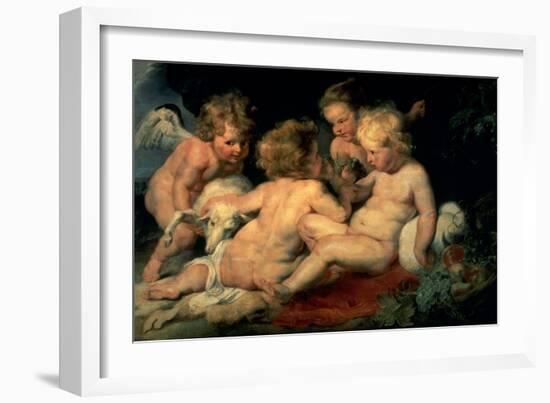 Infant Christ with John the Baptist and Two Angels, 1615-1620-Peter Paul Rubens-Framed Giclee Print