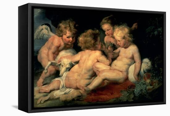 Infant Christ with John the Baptist and Two Angels, 1615-1620-Peter Paul Rubens-Framed Stretched Canvas