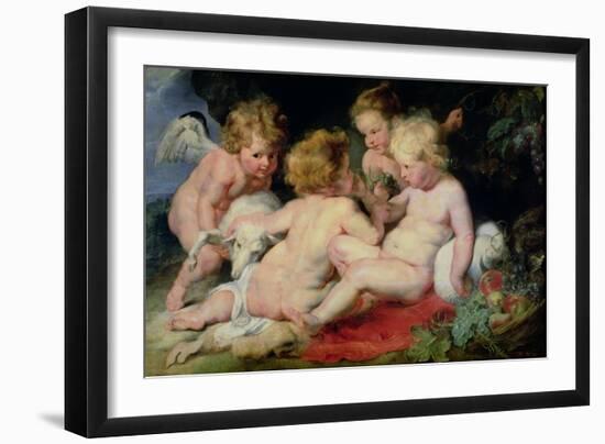 Infant Christ with John the Baptist and Two Angels, 1615/20-Peter Paul Rubens-Framed Giclee Print