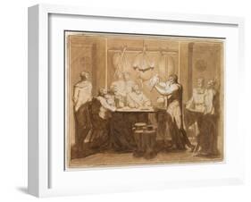 Infant Pyrrhus before Glaucias (Pen and Brown Ink and Wash, Heightened with White on Paper)-Luigi Sabatelli-Framed Giclee Print
