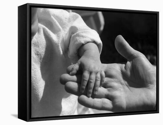 Infant's Hand in Man's Hand-Philip Gendreau-Framed Stretched Canvas