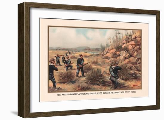 Infantry Attcking Snake River Indians near Owyhee River, 1880-Arthur Wagner-Framed Art Print