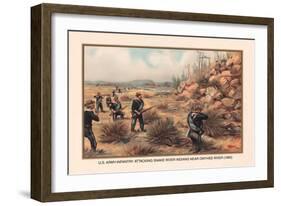 Infantry Attcking Snake River Indians near Owyhee River, 1880-Arthur Wagner-Framed Art Print