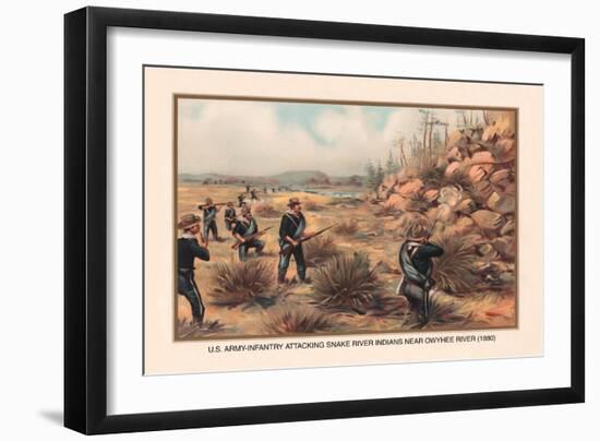 Infantry Attcking Snake River Indians near Owyhee River, 1880-Arthur Wagner-Framed Art Print