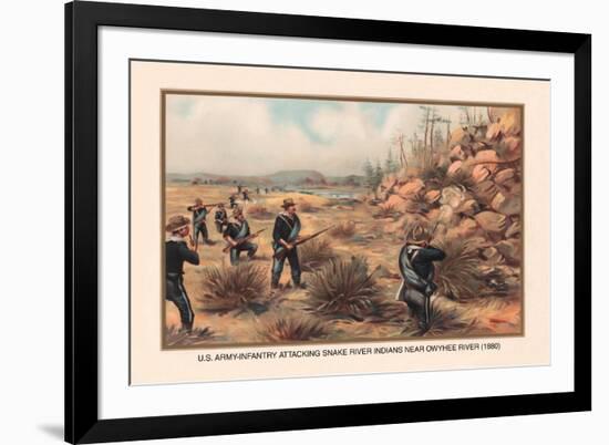 Infantry Attcking Snake River Indians near Owyhee River, 1880-Arthur Wagner-Framed Art Print