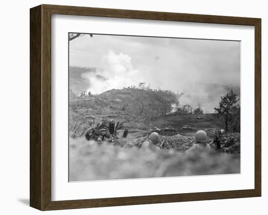 Infantrymen Lying on Ground at Lookout-Sam Goldstein-Framed Photographic Print