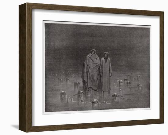 Inferno, Canto 32 : The traitors frozen in the ice of Cocytus-Gustave Dore-Framed Giclee Print
