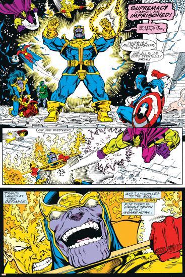 Infinity Gauntlet No.4 Group: Thanos, Captain America and Drax The Destroyer-George Perez-Lamina Framed Poster