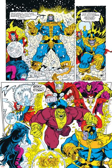 Infinity Gauntlet No.6 Group: Thanos, Hulk, Thor and Dr. Strange-George Perez-Lamina Framed Poster