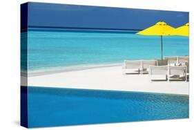Infinity Pool and Lounge Chairs, Maldives, Indian Ocean, Asia-Sakis Papadopoulos-Stretched Canvas