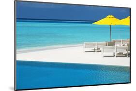 Infinity Pool and Lounge Chairs, Maldives, Indian Ocean, Asia-Sakis Papadopoulos-Mounted Photographic Print