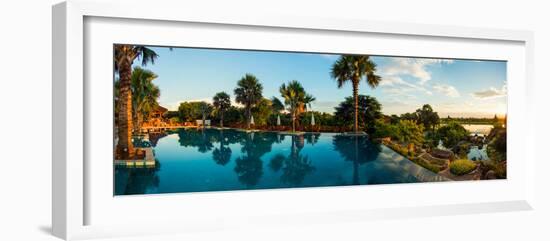 Infinity pool of Aureum Palace Hotel at sunset, Bagan, Mandalay Region, Myanmar-null-Framed Photographic Print