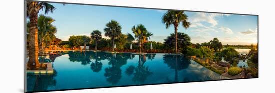 Infinity pool of Aureum Palace Hotel at sunset, Bagan, Mandalay Region, Myanmar-null-Mounted Photographic Print