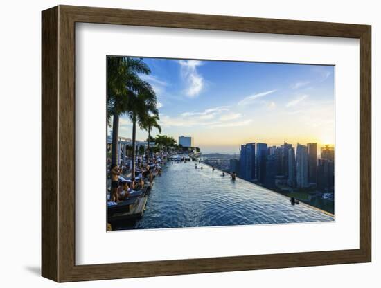 Infinity Pool on Roof of Marina Bay Sands Hotel with Spectacular Views over Singapore Skyline-Fraser Hall-Framed Photographic Print