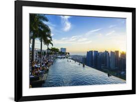 Infinity Pool on Roof of Marina Bay Sands Hotel with Spectacular Views over Singapore Skyline-Fraser Hall-Framed Photographic Print