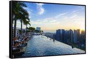 Infinity Pool on Roof of Marina Bay Sands Hotel with Spectacular Views over Singapore Skyline-Fraser Hall-Framed Stretched Canvas