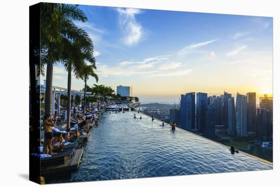 Infinity Pool on Roof of Marina Bay Sands Hotel with Spectacular Views over Singapore Skyline-Fraser Hall-Stretched Canvas