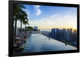 Infinity Pool on Roof of Marina Bay Sands Hotel with Spectacular Views over Singapore Skyline-Fraser Hall-Framed Premium Photographic Print