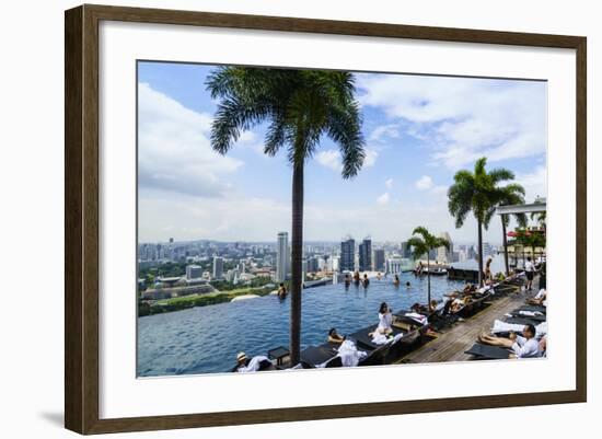 Infinity Pool on Roof of Marina Bay Sands Hotel with Spectacular Views over Singapore Skyline-Fraser Hall-Framed Photographic Print