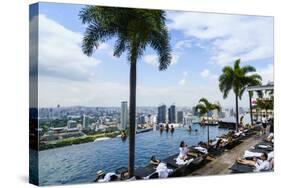 Infinity Pool on Roof of Marina Bay Sands Hotel with Spectacular Views over Singapore Skyline-Fraser Hall-Stretched Canvas