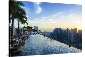 Infinity Pool on Roof of Marina Bay Sands Hotel with Spectacular Views over Singapore Skyline-Fraser Hall-Stretched Canvas