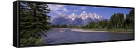 Inflatable Raft in a River, Grand Teton National Park, Wyoming, USA-null-Framed Stretched Canvas