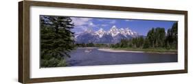 Inflatable Raft in a River, Grand Teton National Park, Wyoming, USA-null-Framed Photographic Print