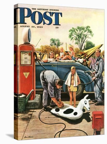 "Inflating Beach Toy," Saturday Evening Post Cover, August 20, 1949-Stevan Dohanos-Stretched Canvas