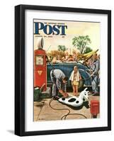 "Inflating Beach Toy," Saturday Evening Post Cover, August 20, 1949-Stevan Dohanos-Framed Giclee Print