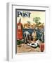 "Inflating Beach Toy," Saturday Evening Post Cover, August 20, 1949-Stevan Dohanos-Framed Premium Giclee Print