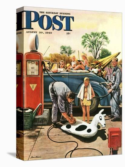 "Inflating Beach Toy," Saturday Evening Post Cover, August 20, 1949-Stevan Dohanos-Stretched Canvas