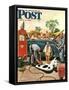 "Inflating Beach Toy," Saturday Evening Post Cover, August 20, 1949-Stevan Dohanos-Framed Stretched Canvas