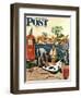 "Inflating Beach Toy," Saturday Evening Post Cover, August 20, 1949-Stevan Dohanos-Framed Giclee Print