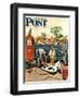 "Inflating Beach Toy," Saturday Evening Post Cover, August 20, 1949-Stevan Dohanos-Framed Giclee Print