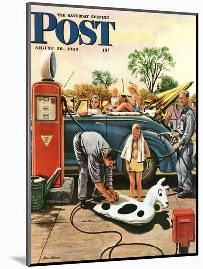 "Inflating Beach Toy," Saturday Evening Post Cover, August 20, 1949-Stevan Dohanos-Mounted Giclee Print