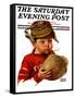 "Inflating Football," Saturday Evening Post Cover, October 16, 1926-Harrison Mccreary-Framed Stretched Canvas