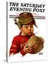 "Inflating Football," Saturday Evening Post Cover, October 16, 1926-Harrison Mccreary-Stretched Canvas