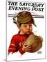 "Inflating Football," Saturday Evening Post Cover, October 16, 1926-Harrison Mccreary-Mounted Giclee Print