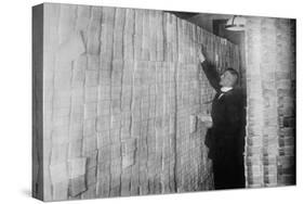 Inflation in Weimar Germany Has Paper Money Stacked from Floor to Ceiling in a Berlin Bank-null-Stretched Canvas