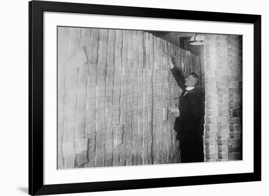 Inflation in Weimar Germany Has Paper Money Stacked from Floor to Ceiling in a Berlin Bank-null-Framed Premium Giclee Print