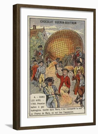 Inflation of the First Hydrogen Balloon, Paris, 1783-null-Framed Giclee Print