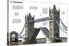 Infografía De Las Características E Historia Del Tower Bridge De Londres, Construido En 1894-null-Stretched Canvas