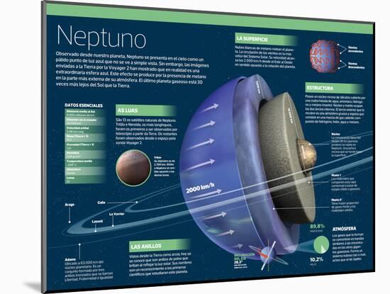 Infografía De Neptuno, El Séptimo Planeta Más Alejado Del Sol Y El Tercero En Tamaño-null-Mounted Poster