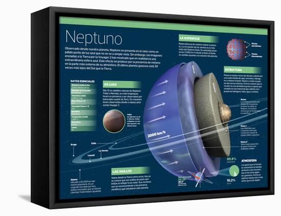 Infografía De Neptuno, El Séptimo Planeta Más Alejado Del Sol Y El Tercero En Tamaño-null-Framed Stretched Canvas