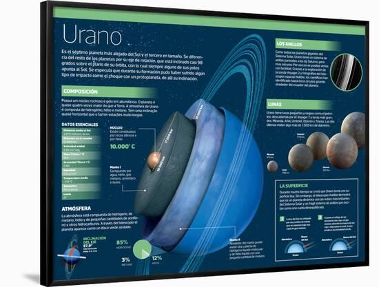 Infografía De Urano, El Séptimo Planeta Más Alejado Del Sol Y El Tercero En Tamaño-null-Framed Poster