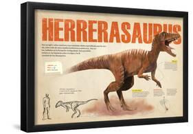 Infografía Del Herrerasaurus, Carnívoro Del Triásico, Cuyos Fósiles Fueron Hallados En Argentina-null-Framed Poster
