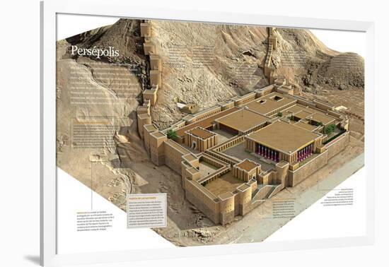 Infografía Sobre La Ciudad De Persépolis, Construida Durante El 520 A.C. En La Actual Irán-null-Framed Giclee Print