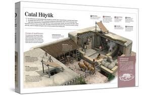 Infographic About the Architectural Features of the Neolithic Town of Catal Hüyük, in Turkey-null-Stretched Canvas