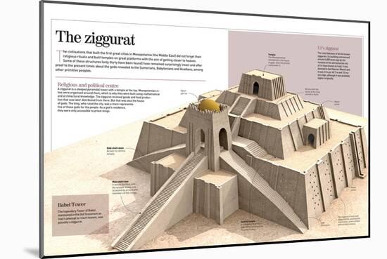 Infographic About the Ziggurat. Pyramidal Buildings from the XXI BC. Focusing on Ur's Ziggurat-null-Mounted Poster